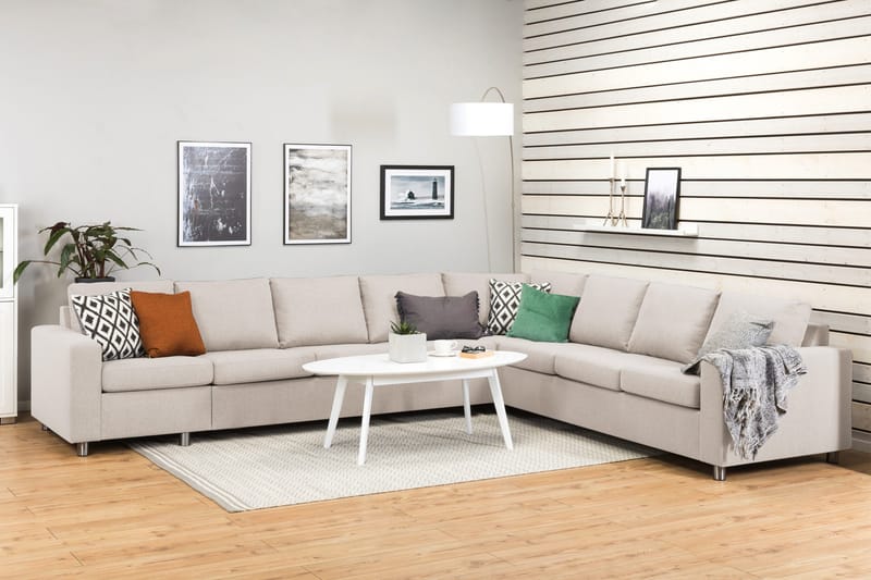 Crazy 7-personers Vendbar L-formet XX-Large Hjørnesofa i Stof - Beige - Møbler - Sofaer - Hjørnesofa