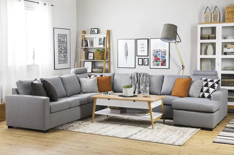 Crazy 7-personers Vendbar U-formet XX-Large Hjørnesofa med Divan i Stof - Grå - Møbler - Sofaer - Hjørnesofa - Hjørnesofa med chaiselong