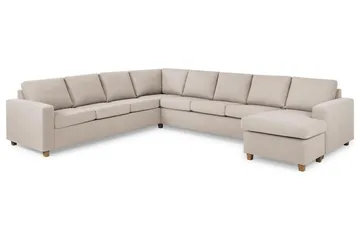 Crazy 7-personers Højrevendt U-formet XX-Large Hjørnesofa med Divan i Stof - Beige - Møbler - Sofaer - Hjørnesofa - Hjørnesofa med chaiselong
