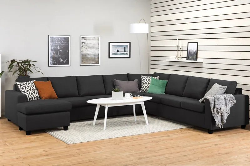 Crazy 7-personers Vendbar U-formet XX-Large Hjørnesofa med Divan i Stof - Mørkegrå / Antracit - Møbler - Sofaer - Hjørnesofa - Hjørnesofa med chaiselong