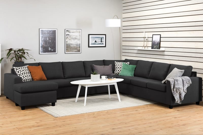 Crazy 7-personers Vendbar U-formet XX-Large Hjørnesofa med Divan i Stof - Mørkegrå / Antracit - Møbler - Sofaer - Hjørnesofa - Hjørnesofa med chaiselong