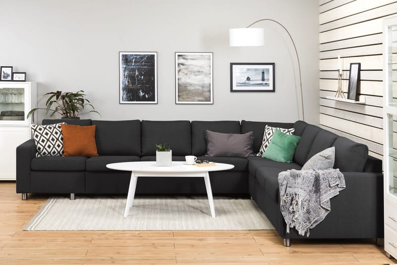 Crazy 7-personers Vendbar L-formet XX-Large Hjørnesofa i Stof - Antracit - Møbler - Sofaer - Hjørnesofa