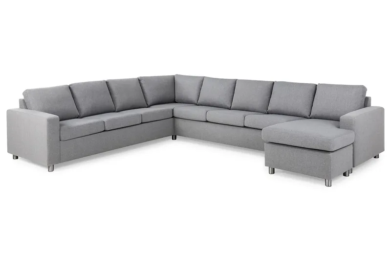 Crazy 7-personers Højrevendt U-formet XX-Large Hjørnesofa med Divan i Stof - Grå - Møbler - Sofaer - Hjørnesofa - Hjørnesofa med chaiselong