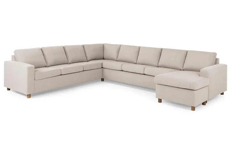 Crazy 7-personers Højrevendt U-formet XX-Large Hjørnesofa med Divan i Stof - Beige - Møbler - Sofaer - Hjørnesofa - Hjørnesofa med chaiselong