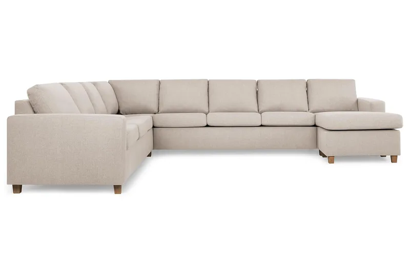 Crazy 7-personers Højrevendt U-formet XX-Large Hjørnesofa med Divan i Stof - Beige - Møbler - Sofaer - Hjørnesofa - Hjørnesofa med chaiselong