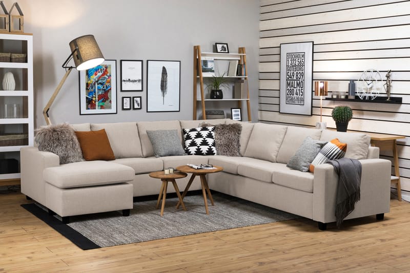 Crazy Hjørnesofa med Chaiselong Stor Venstre - Beige - Møbler - Sofaer - Hjørnesofa