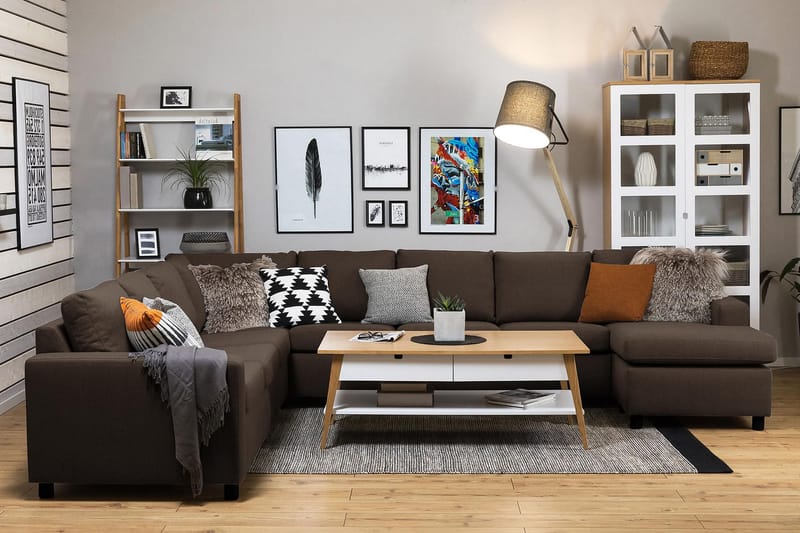 Crazy Hjørnesofa XXL med Chaiselong Højre - Brun - Møbler - Sofaer - Hjørnesofa - Hjørnesofa med chaiselong
