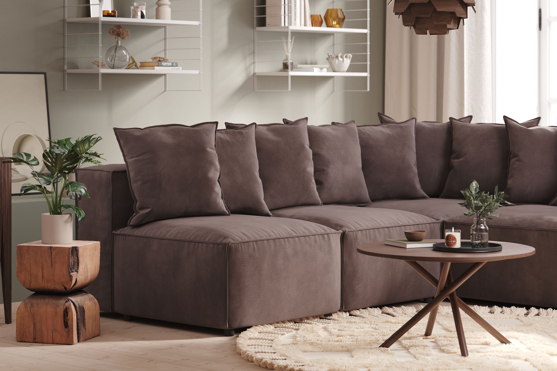 Cubo 5-personers L-formet Dyb Modulhjørnesofa i Fløjl - Mørkegrå - Møbler - Sofaer - Velour sofaer