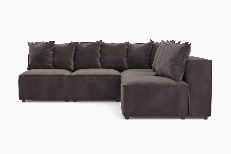 Cubo 5-personers L-formet Dyb Modulhjørnesofa i Fløjl - Mørkegrå - Møbler - Sofaer - Hjørnesofa