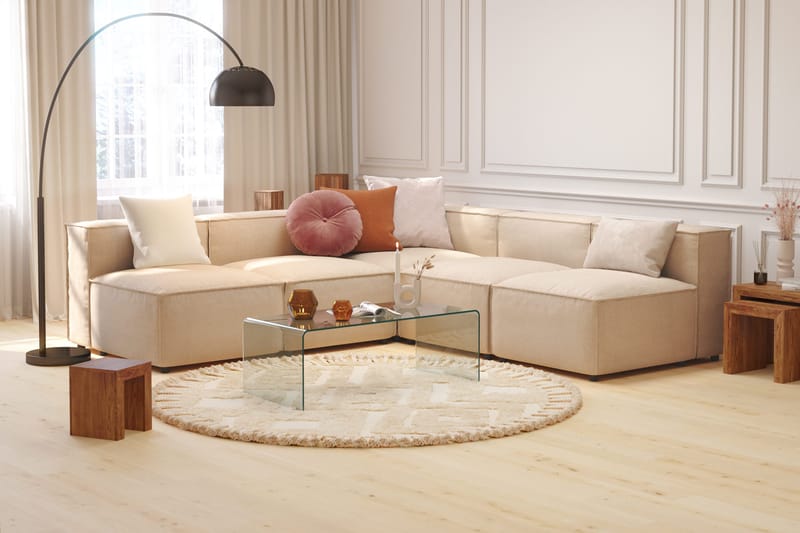 Cubo 5-personers L-formet Dyb Modulhjørnesofa i Stof - Beige - Møbler - Sofaer - Hjørnesofa