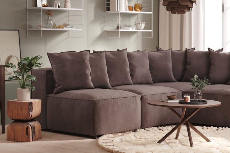 Cubo 5-personers L-formet Dyb Modulhjørnesofa i Fløjl - Mørkegrå - Møbler - Sofaer - Hjørnesofa