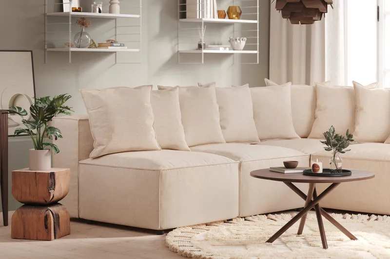 Cubo 5-personers L-formet Dyb Modulhjørnesofa i Stof - Beige - Møbler - Sofaer - Hjørnesofa