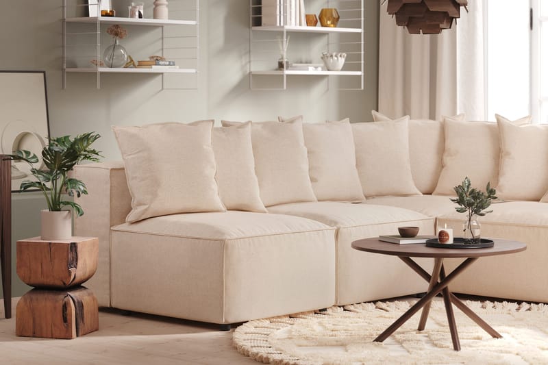 Cubo 5-personers L-formet Dyb Modulhjørnesofa i Stof - Beige - Møbler - Sofaer - Hjørnesofa