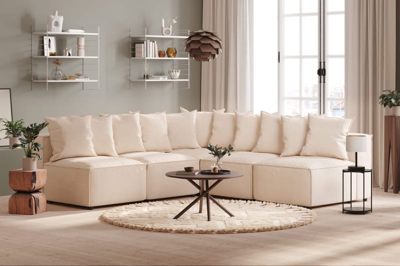 Cubo 5-personers L-formet Dyb Modulhjørnesofa i Stof - Beige - Møbler - Sofaer - Hjørnesofa