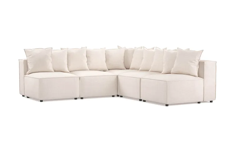 Cubo 5-personers L-formet Dyb Modulhjørnesofa i Stof, Beige