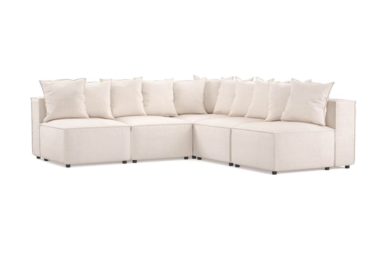 Cubo 5-personers L-formet Dyb Modulhjørnesofa i Stof, Beige