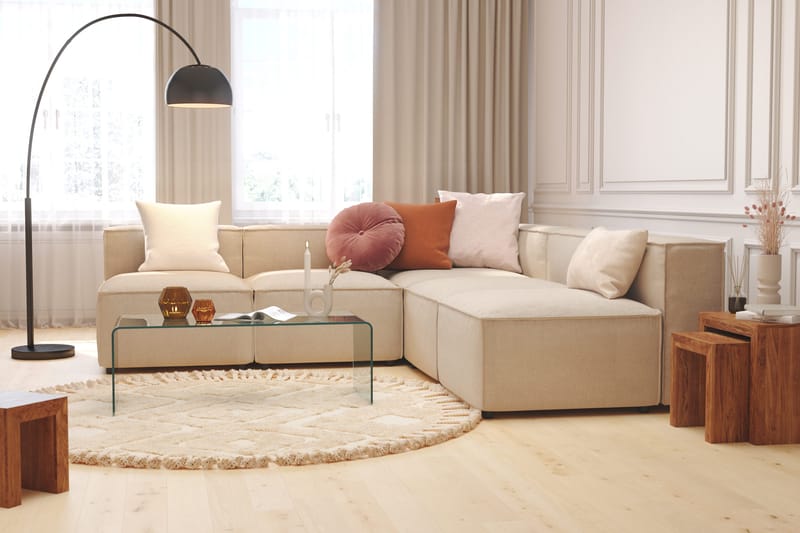 Cubo 5-personers L-formet Dyb Modulhjørnesofa i Stof - Beige - Møbler - Sofaer - Hjørnesofa