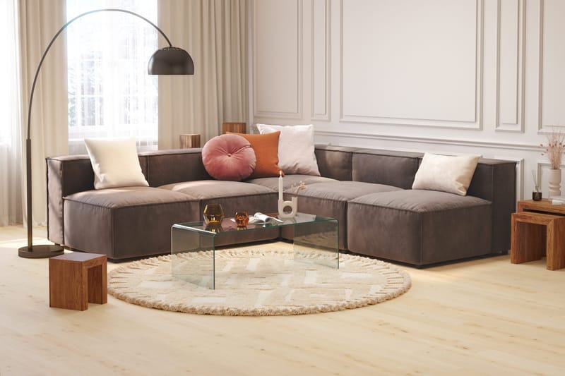 Cubo 5-personers L-formet Dyb Modulhjørnesofa i Fløjl - Mørkegrå - Møbler - Sofaer - Hjørnesofa