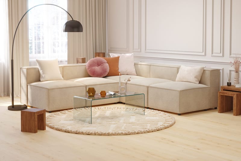 Cubo 5-personers L-formet Dyb Modulhjørnesofa i Manchester - Beige - Møbler - Sofaer - Hjørnesofa