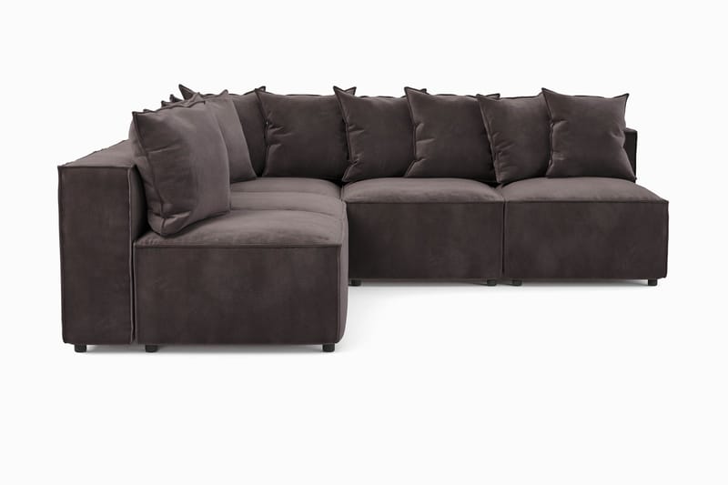 Cubo 5-personers L-formet Dyb Modulhjørnesofa i Fløjl - Mørkegrå - Møbler - Sofaer - Hjørnesofa
