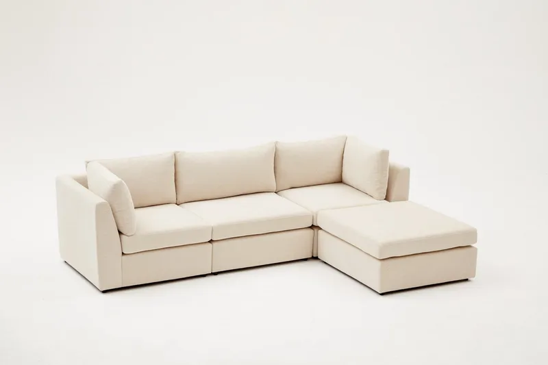 Deliones Hjørnesofa 3-pers - Beige - Møbler - Sofaer - Sofa med chaiselong - 4 personers sofa med chaiselong