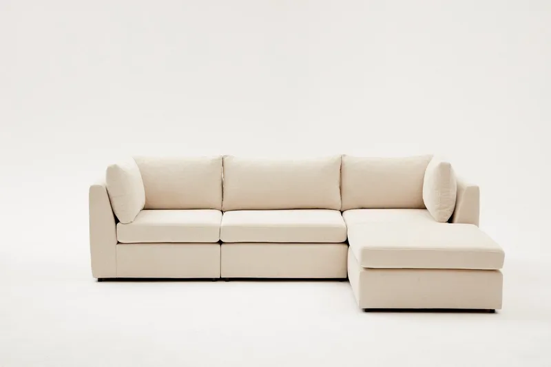 Deliones Hjørnesofa 3-pers - Beige - Møbler - Sofaer - Sofa med chaiselong - 4 personers sofa med chaiselong