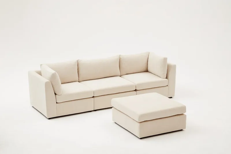 Deliones Hjørnesofa 3-pers - Beige - Møbler - Sofaer - Sofa med chaiselong - 4 personers sofa med chaiselong