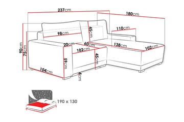 Denegal 3-personers Hjørnesofa - Møbler - Sofaer - Sofa med chaiselong - 3 personers sofa med chaiselong