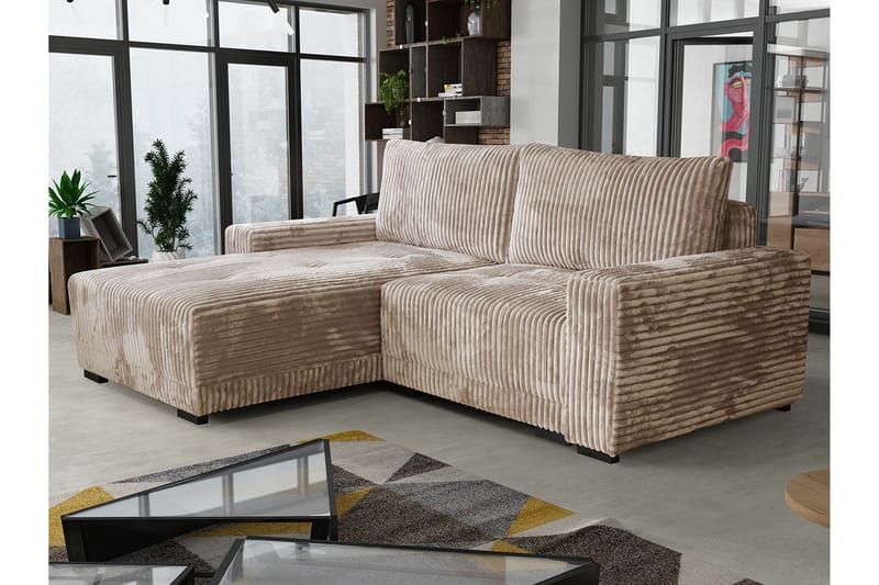 Denegal 3-personers Hjørnesofa - Beige - Hjørnesofa