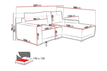 Denegal 3-personers Hjørnesofa - Møbler - Sofaer - Sovesofaer - Sovesofa chaiselong