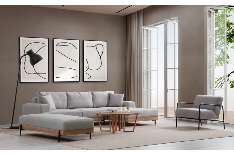 Eti Hjørnesofa 3-pers - Grå - Møbler - Sofaer - Hjørnesofa