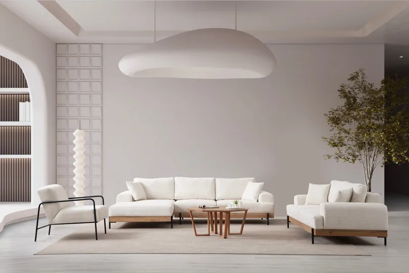 Eti Hjørnesofa 3-pers - Hvid - Møbler - Sofaer - Sofa med chaiselong - 4 personers sofa med chaiselong