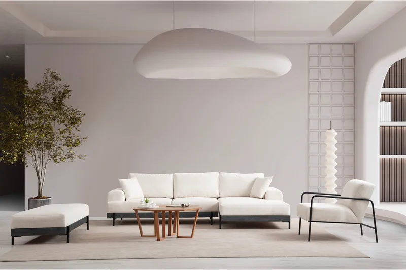 Eti Hjørnesofa 3-pers - Hvid - Møbler - Sofaer - Sofa med chaiselong - 4 personers sofa med chaiselong