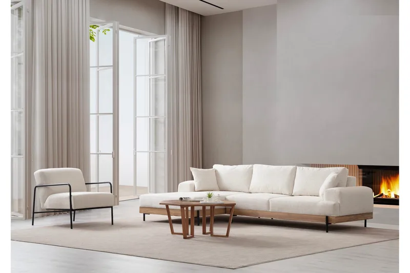 Eti Hjørnesofa 3-pers - Hvid - Møbler - Sofaer - Sofa med chaiselong - 4 personers sofa med chaiselong