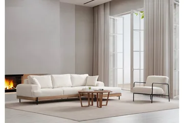 Eti Hjørnesofa 3-pers - Hvid - Møbler - Sofaer - Sofa med chaiselong - 4 personers sofa med chaiselong