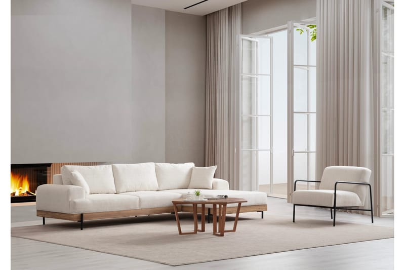 Eti Hjørnesofa 3-pers - Hvid - Møbler - Sofaer - Sofa med chaiselong - 4 personers sofa med chaiselong