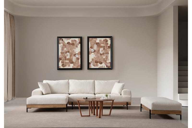 Eti Hjørnesofa 3-pers - Hvid - Møbler - Sofaer - Sofa med chaiselong - 4 personers sofa med chaiselong