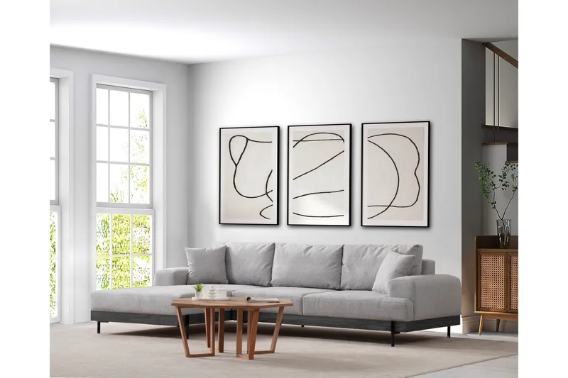 Eti Hjørnesofa 3-pers - Grå - Møbler - Sofaer - Sofa med chaiselong - 4 personers sofa med chaiselong