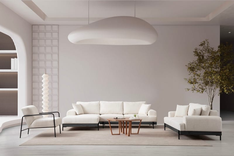 Eti Hjørnesofa 3-pers - Hvid - Møbler - Sofaer - Sofa med chaiselong - 4 personers sofa med chaiselong