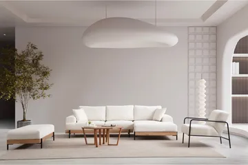 Eti Hjørnesofa 3-pers - Hvid - Møbler - Sofaer - Sofa med chaiselong - 4 personers sofa med chaiselong