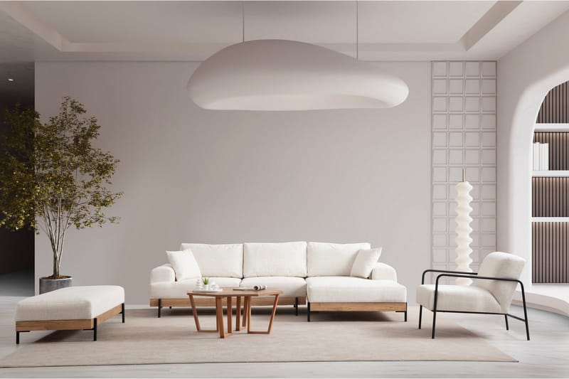 Eti Hjørnesofa 3-pers - Hvid - Møbler - Sofaer - Sofa med chaiselong - 4 personers sofa med chaiselong