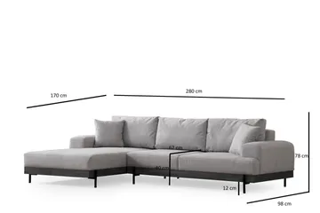Eti Hjørnesofa 3-pers - Grå - Møbler - Sofaer - Sofa med chaiselong - 4 personers sofa med chaiselong