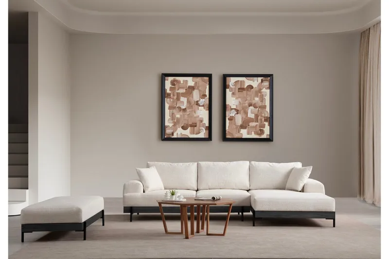 Eti Hjørnesofa 3-pers - Hvid - Møbler - Sofaer - Sofa med chaiselong - 4 personers sofa med chaiselong