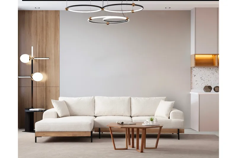 Eti Hjørnesofa 3-pers - Hvid - Møbler - Sofaer - Sofa med chaiselong - 4 personers sofa med chaiselong