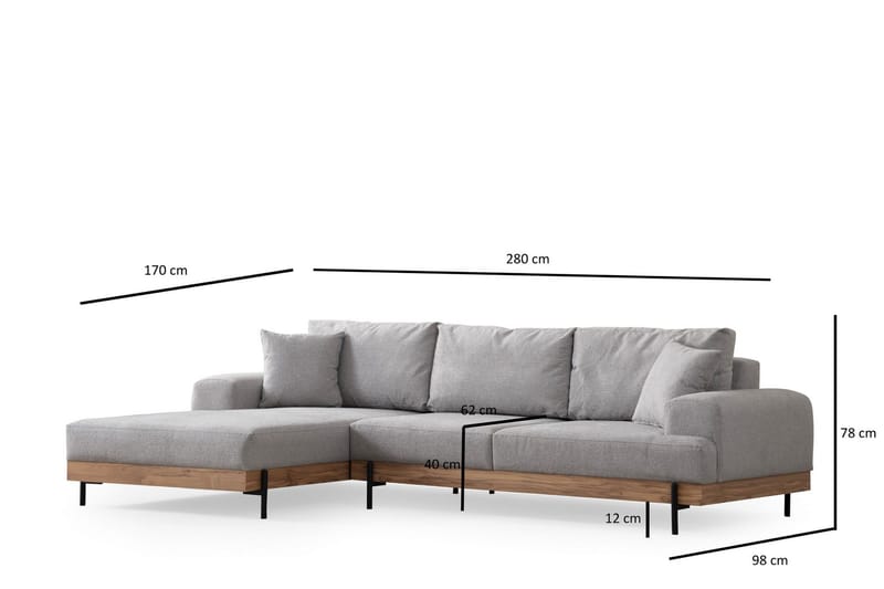 Eti Hjørnesofa 3-pers - Grå - Møbler - Sofaer - Hjørnesofa