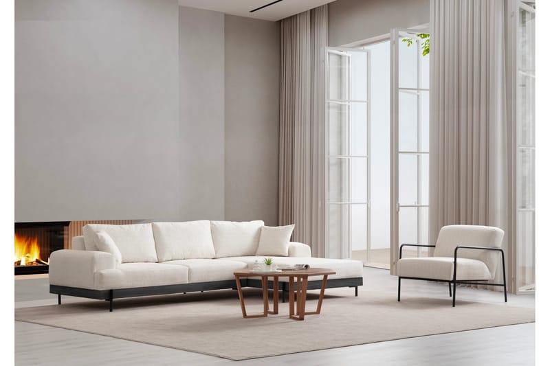 Eti Hjørnesofa 3-pers - Hvid - Møbler - Sofaer - Sofa med chaiselong - 4 personers sofa med chaiselong