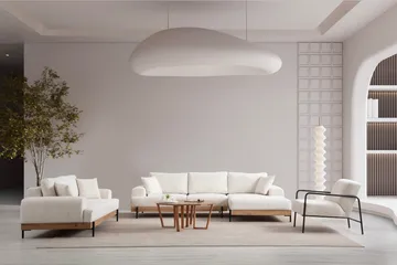 Eti Hjørnesofa 3-pers - Hvid - Møbler - Sofaer - Sofa med chaiselong - 4 personers sofa med chaiselong