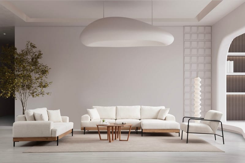 Eti Hjørnesofa 3-pers - Hvid - Møbler - Sofaer - Sofa med chaiselong - 4 personers sofa med chaiselong