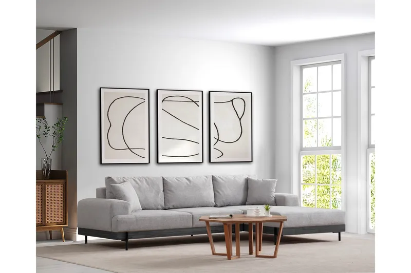 Eti Hjørnesofa 3-pers - Grå - Møbler - Sofaer - Sofa med chaiselong - 4 personers sofa med chaiselong