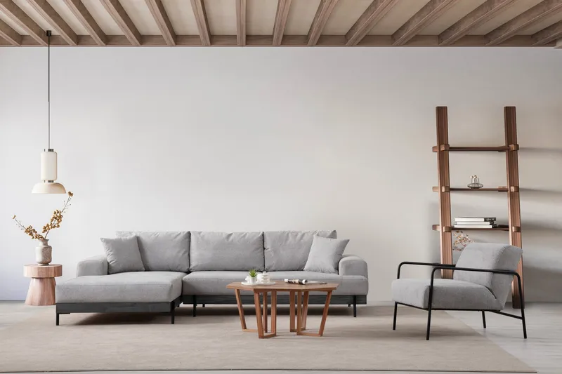 Eti Hjørnesofa 3-pers - Grå - Møbler - Sofaer - Sofa med chaiselong - 4 personers sofa med chaiselong